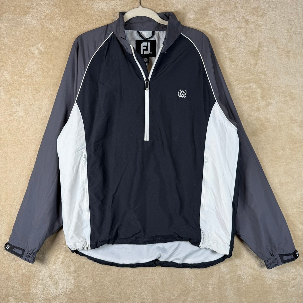FootJoy FJ Golf Pullover Jacket Windbreaker Men's Size M Black Gray White